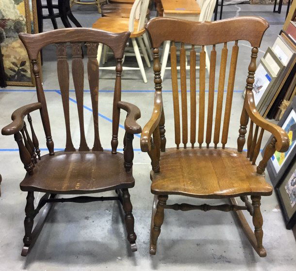 2 Vintage Solid Wood Rocking Chairs (1 of 10)