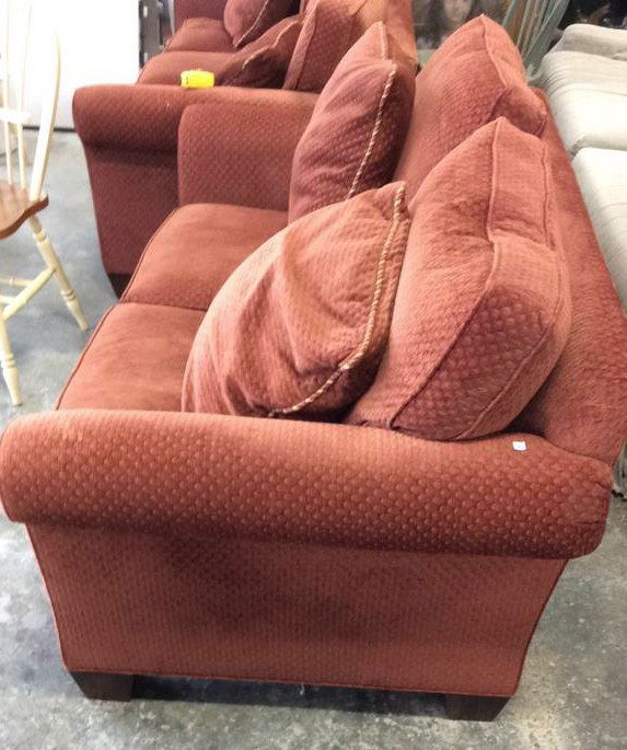Set of Stickley Red Geometric Fabric Upholstered Sofas (1 of 6)