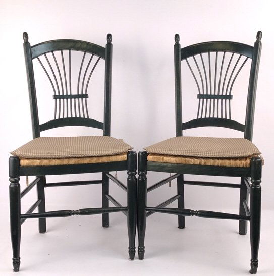Pair Wheat Back Side Chair Rush Seats (1 of 8)
