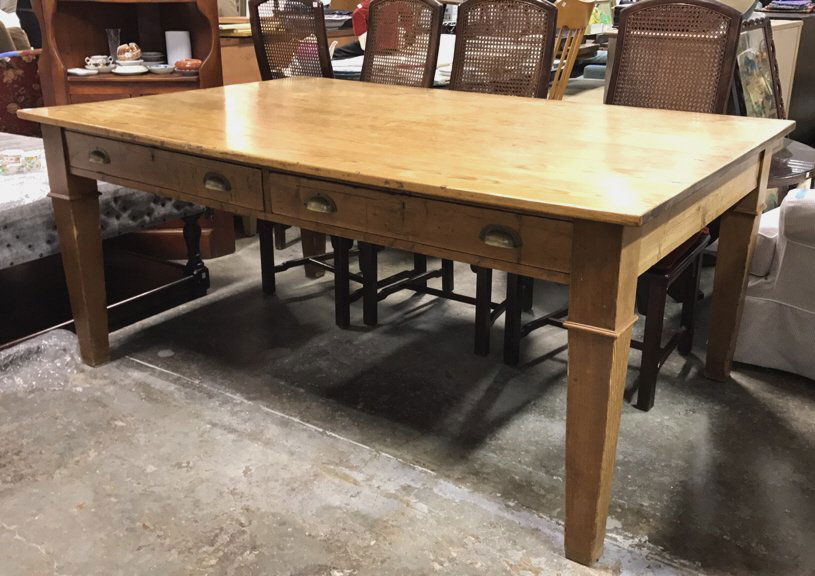 Vintage Pine Farm House Table with Drawers (1 of 9)