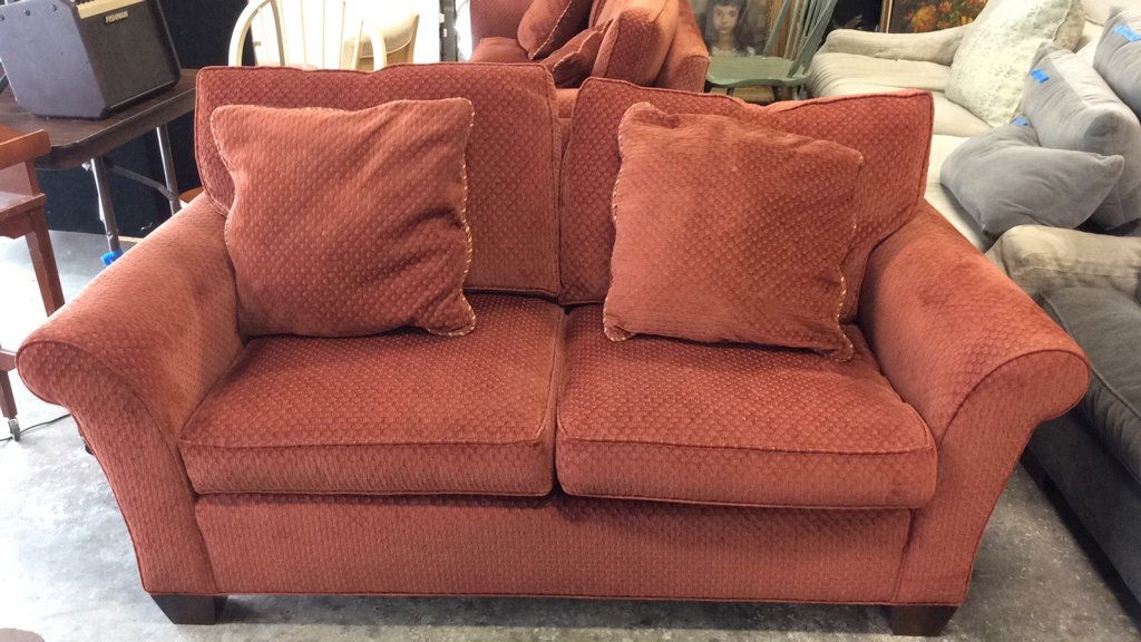 Set of Stickley Red Geometric Matelasse Sofa (1 of 6)