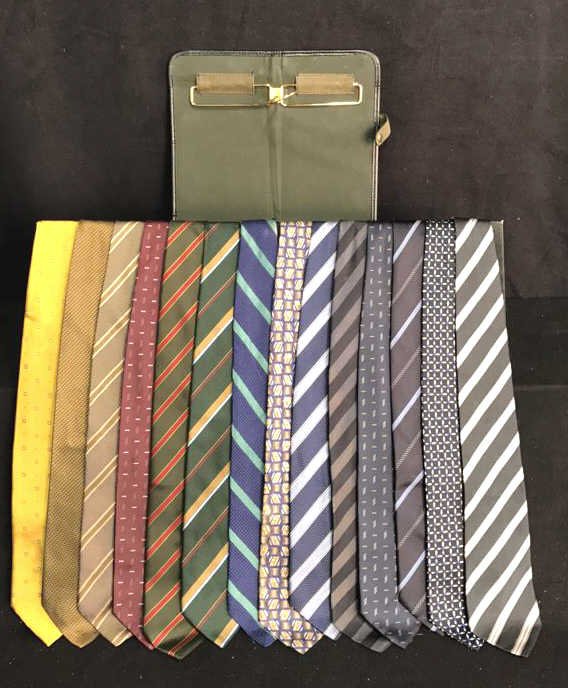 Men's Lot 14 Ties & Leather Tie Travel Case (1 of 10)