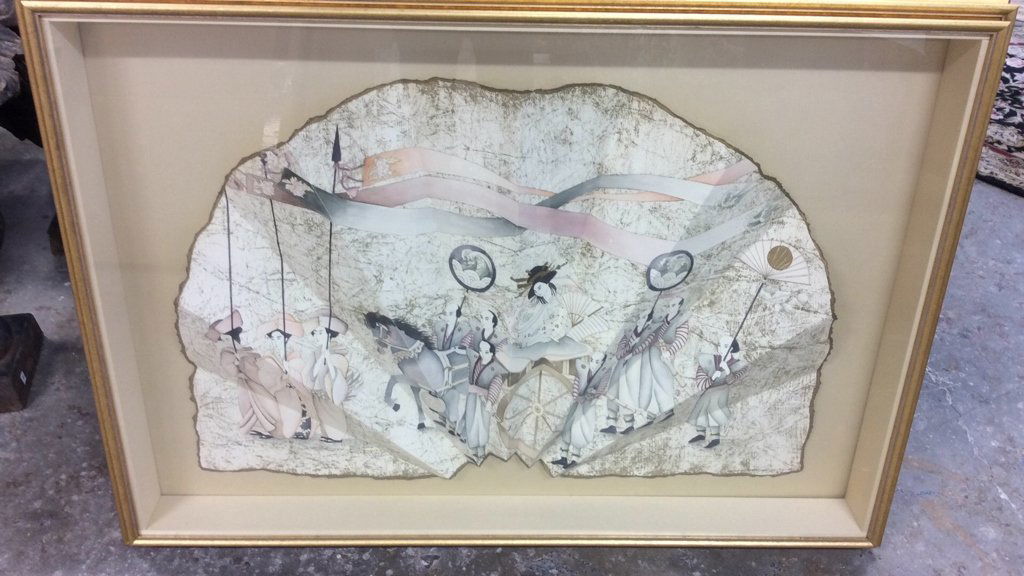 Ethan Allen Framed Asian Fan (1 of 10)