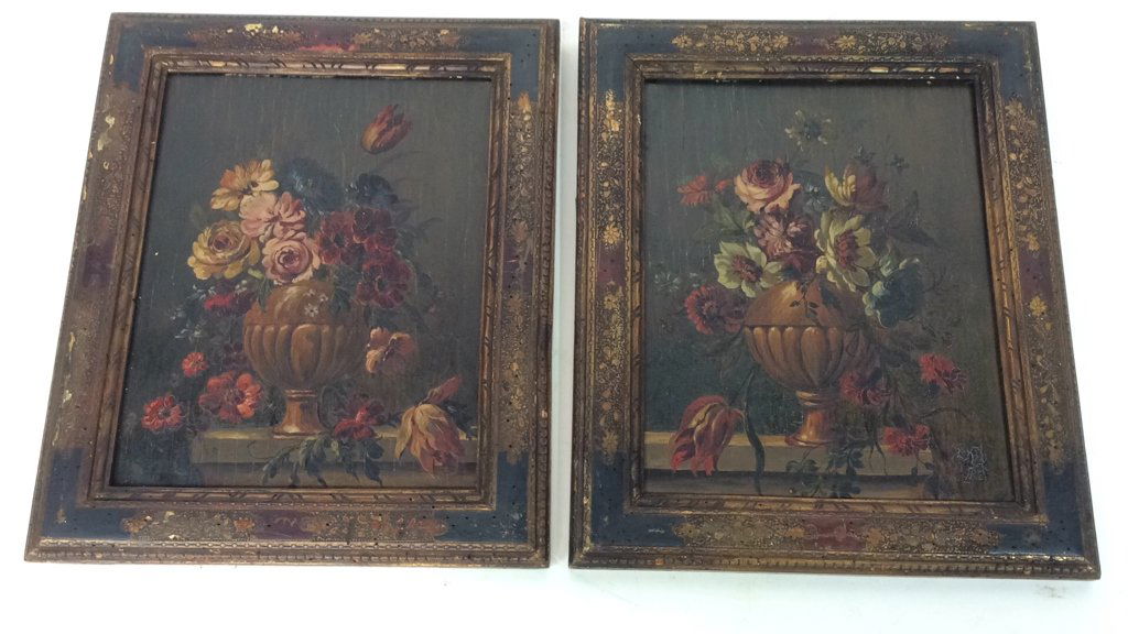 Two Antique Flower Vase Framed Paintings (1 of 3)