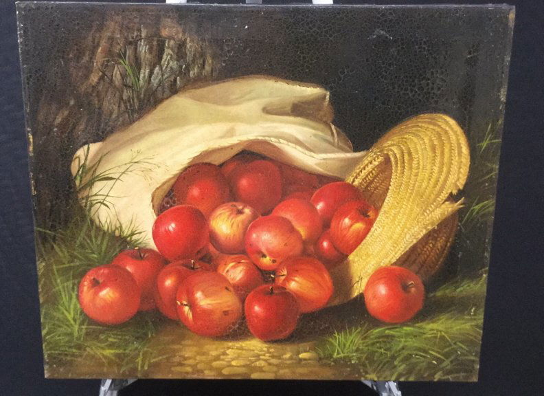 Canvas Painting Red Apples Falling Out of Bag (1 of 2)