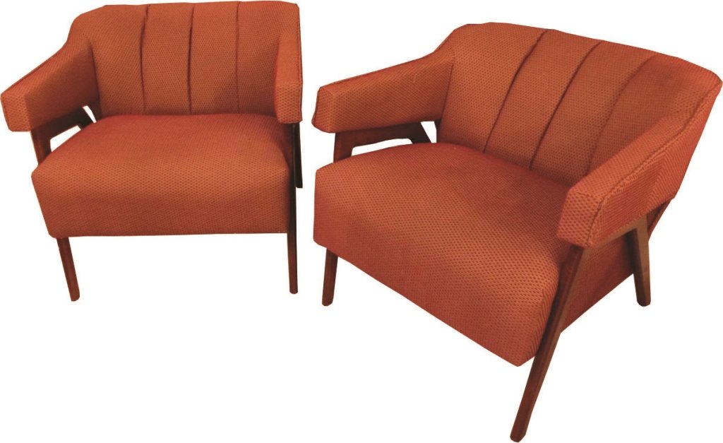 Pair Mid Century Modern Upholstered Armchairs (1 of 9)