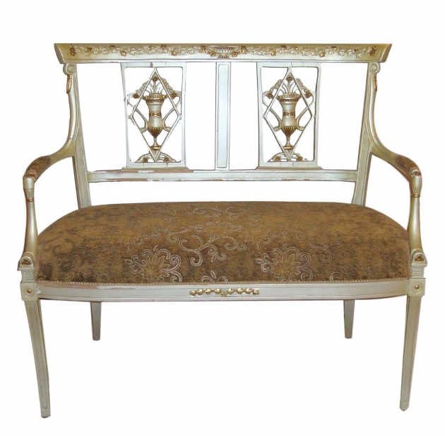 Hollywood Regency Style Parcel Paint & Gilt Settee (1 of 6)