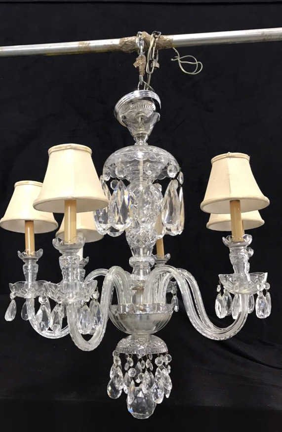 Antique Crystal Teardrop 6 Arm Branched Chandelier (1 of 10)