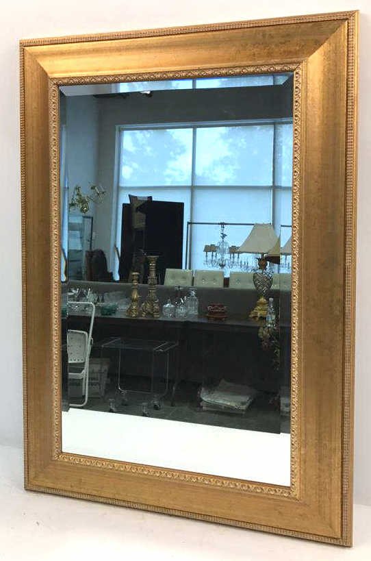 Wide Band Gold Leaf Framed Beveled Mirror (1 of 5)