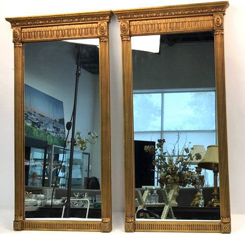 Pair Italian Style Carved Gold Leaf Mirrors (1 of 9)