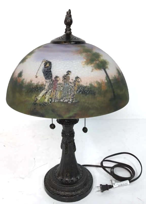 Hand Painted Glass Shade Table Lamp (1 of 7)