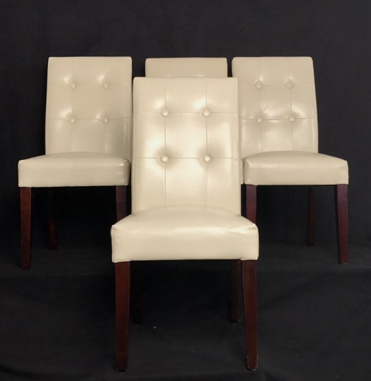 Set Four Leather Tufted Mahogany Side Chairs (1 of 9)