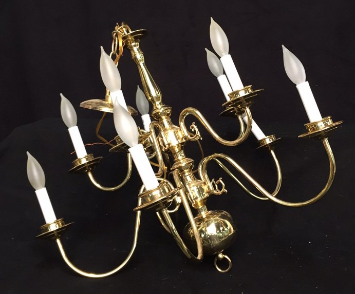 Vintage Brass 2 Tier 8 Arm Chandelier (1 of 7)