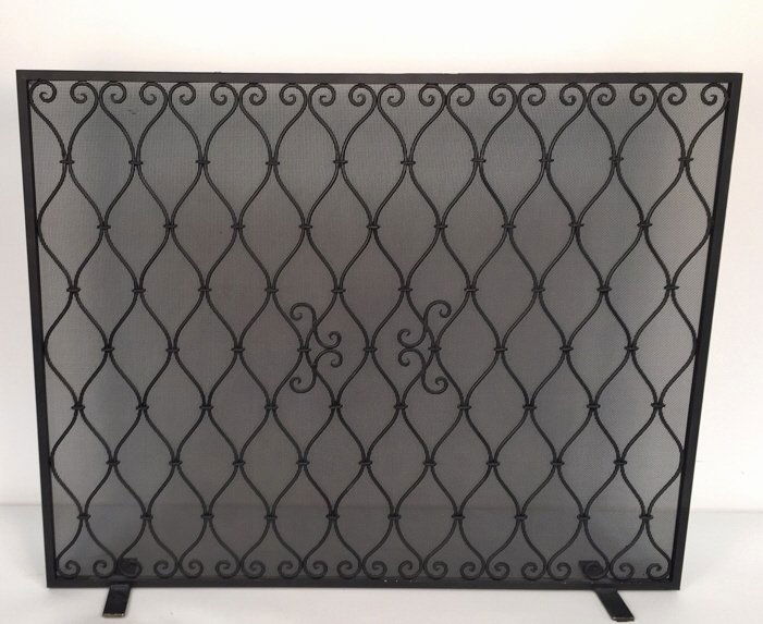 Diamond Weave Design Wrought Iron Fireplace Screen (1 of 10)