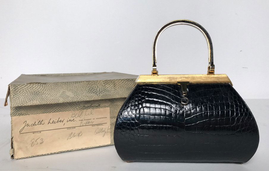 JUDITH LEIBER Black Alligator Hand Bag (1 of 8)