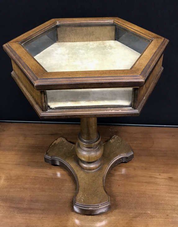 Vintage Walnut Finish Pedestal Display Table (1 of 8)