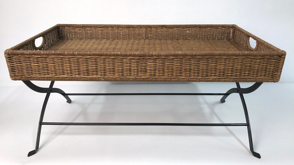 Basket Weave & Wrought Iron Coffee Table (1 of 9)