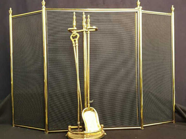 Vintage Fireplace Screen & Tools (1 of 8)