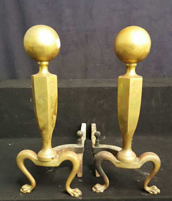 ENB Co. Vintage Brass Cannonball Andirons (1 of 6)