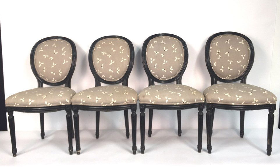 Set of 4 Upholstered Federal Oval Style Chairs (1 of 10)