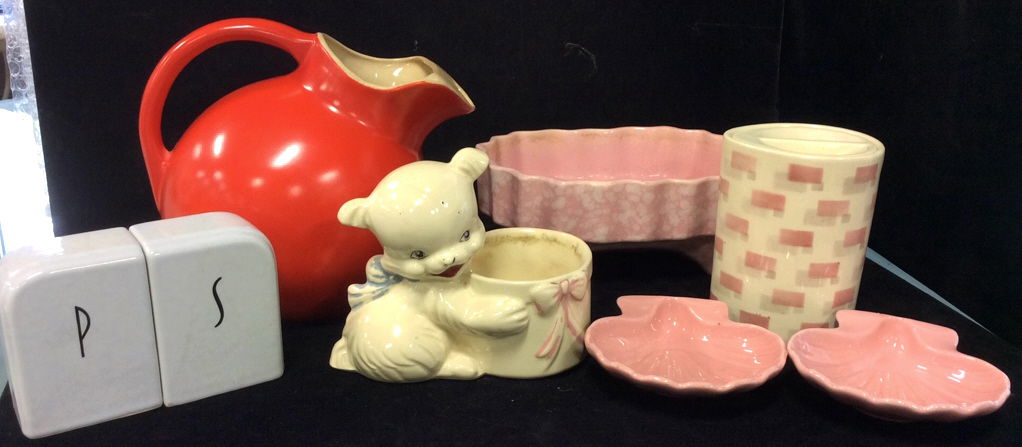 Vintage pink white red pottery group lot (1 of 9)