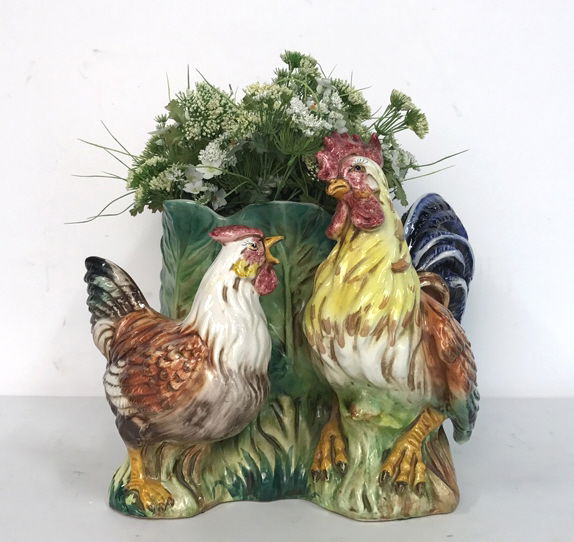 Rooster & Chicken Planter Signed Italy (1 of 11)
