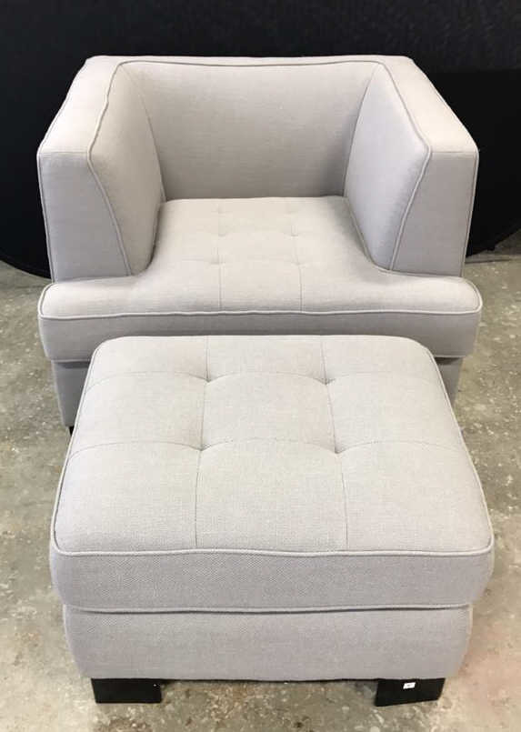 Contemporary Tufted Seat Arm Chair w Ottoman (1 of 7)