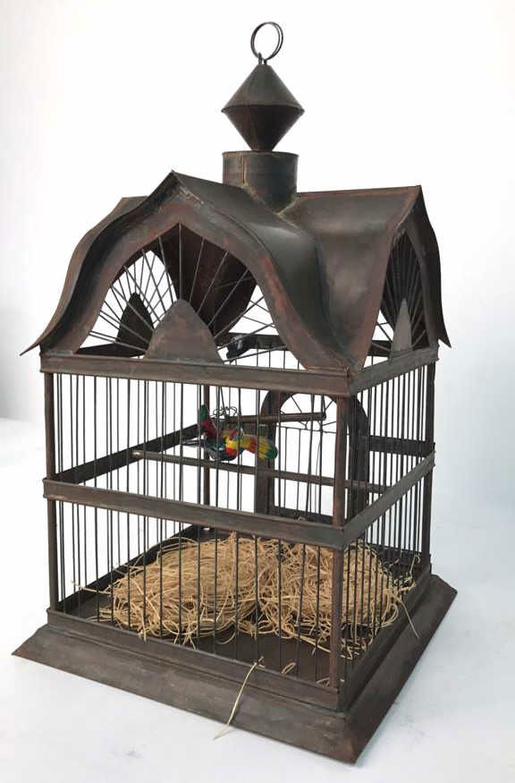 Folk Art Bird Cage with Toucan (1 of 7)