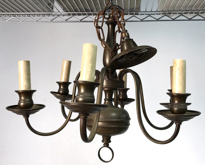 Vintage Six Arm Brushed Bronze Chandelier (1 of 5)