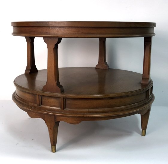 Round Two Tier Side Table Brass Feet (1 of 9)