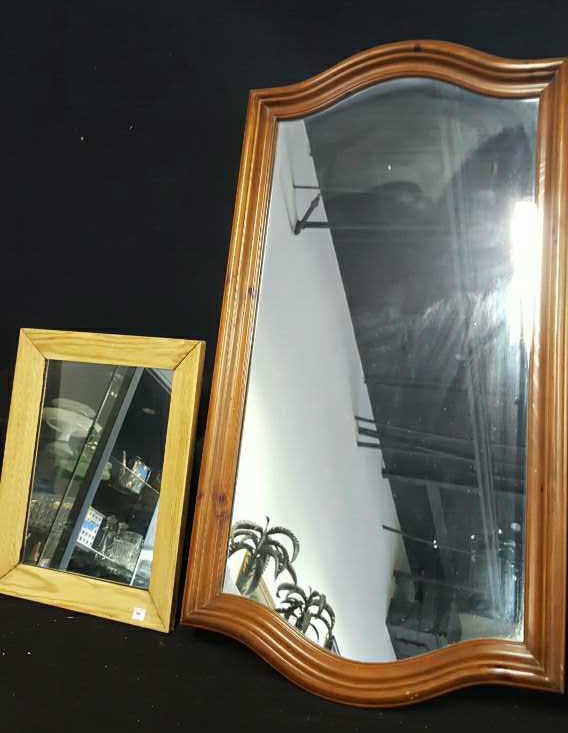 Two Vintage Wood Framed Mirrors (1 of 7)