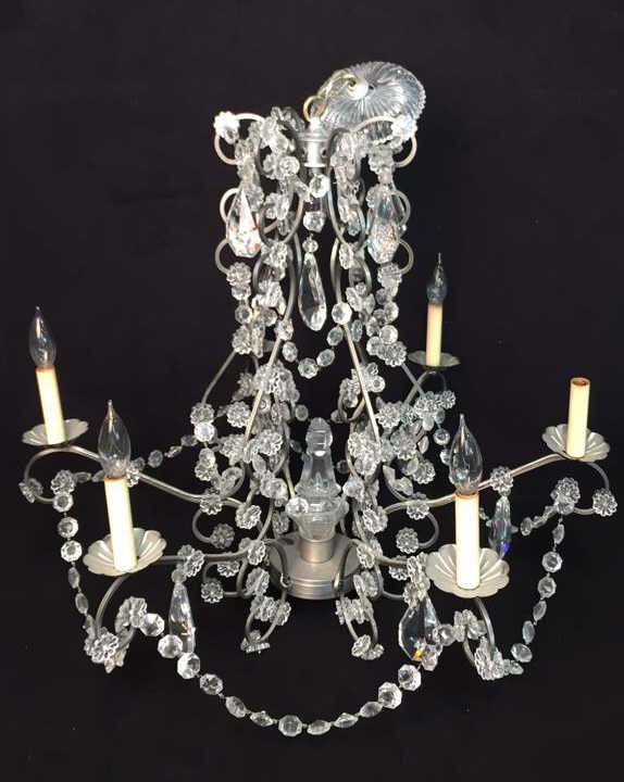 Vintage 6 Arm Branched Crystal Chandelier (1 of 10)