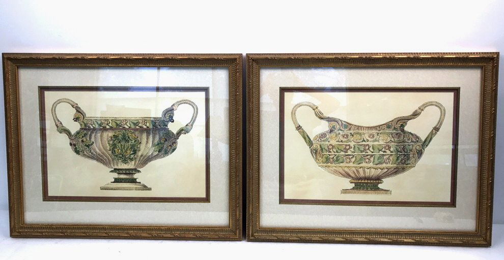 Pair ETHAN ALLEN Print DECORATIVE URN I & II (1 of 10)