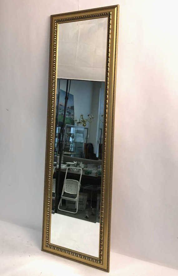 Gold Leaf Carved Standing Beveled Mirror Beaded (1 of 6)