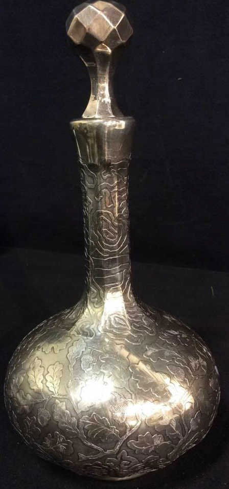 Sterling Silver Marked Etched Decanter (1 of 10)
