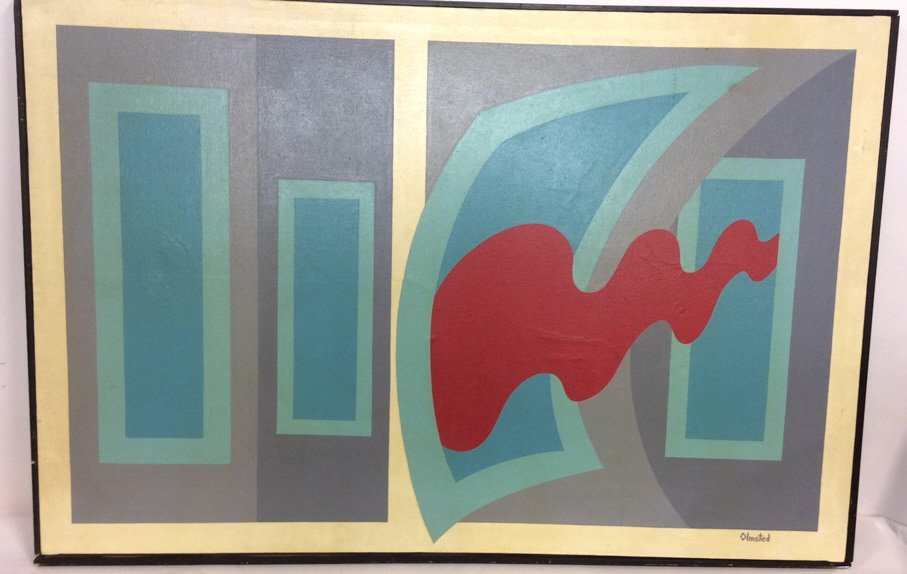 OLMSTED Signed Modern Abstract Acrylic Canvas 1970 (1 of 10)