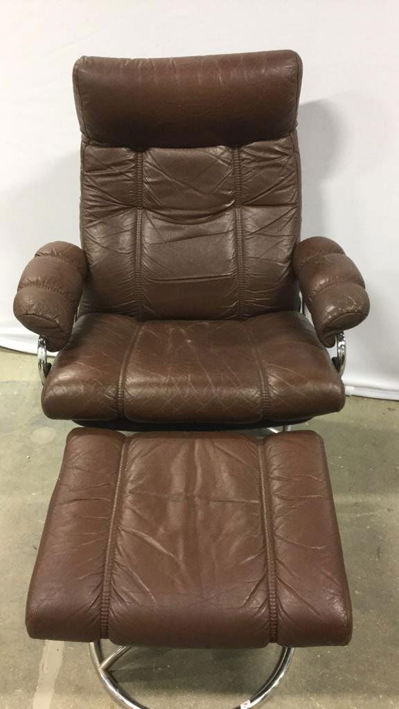 EKORNES Mid Century Modern Leather Chair & Ottoman (1 of 8)