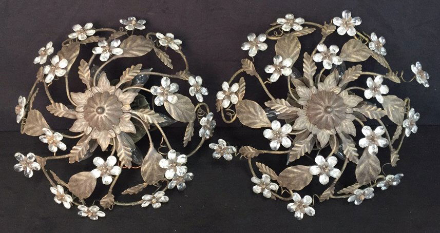 Pair Vintage Crystal Surface Mounted Fixtures (1 of 9)