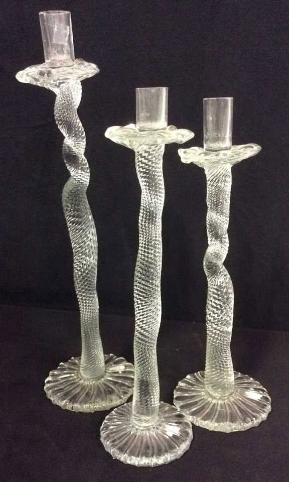 Set 3 LEON APPLEBAUM Art Glass Candlesticks (1 of 9)