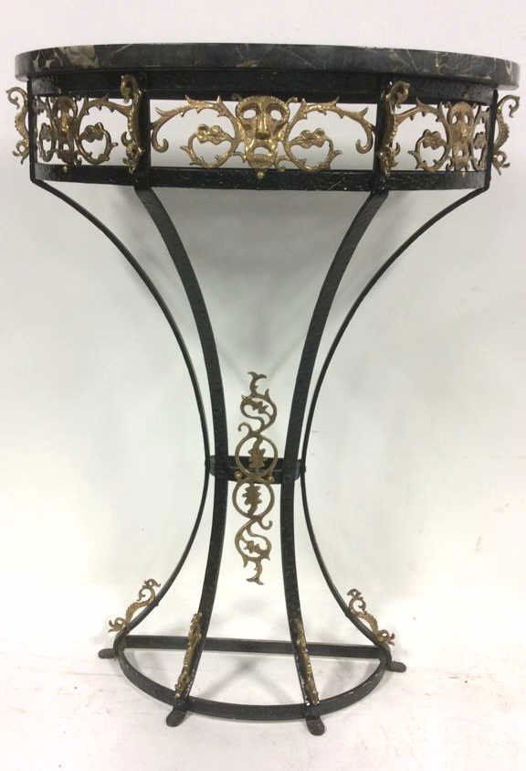 Vintage Marble Top Demi Lune Console Table (1 of 10)