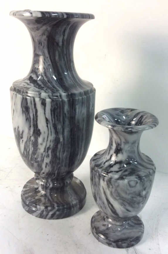 Set of Black & White Swirl Marble Urns (1 of 9)