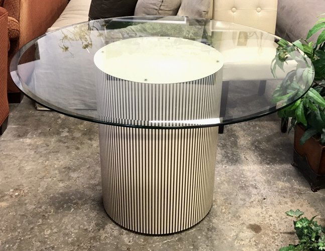 Art Deco Cylinder Pedestal Glass Top Table (1 of 9)