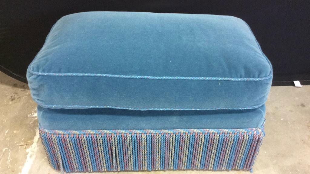 Tease Blue Upholstered Ottoman (1 of 9)