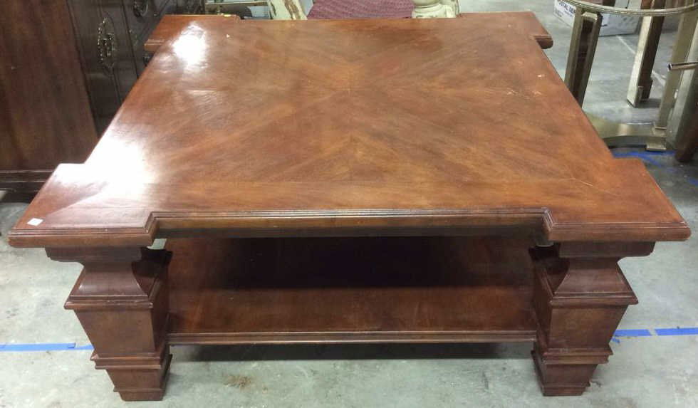 Carved Oversized Walnut Coffee Table (1 of 10)