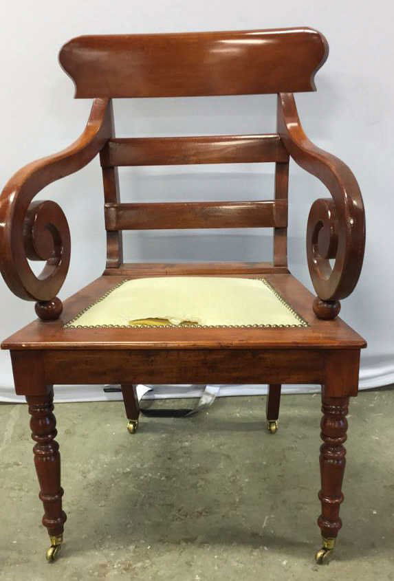 Cherry Wood Vintage Armchair On Brass Casters (1 of 8)