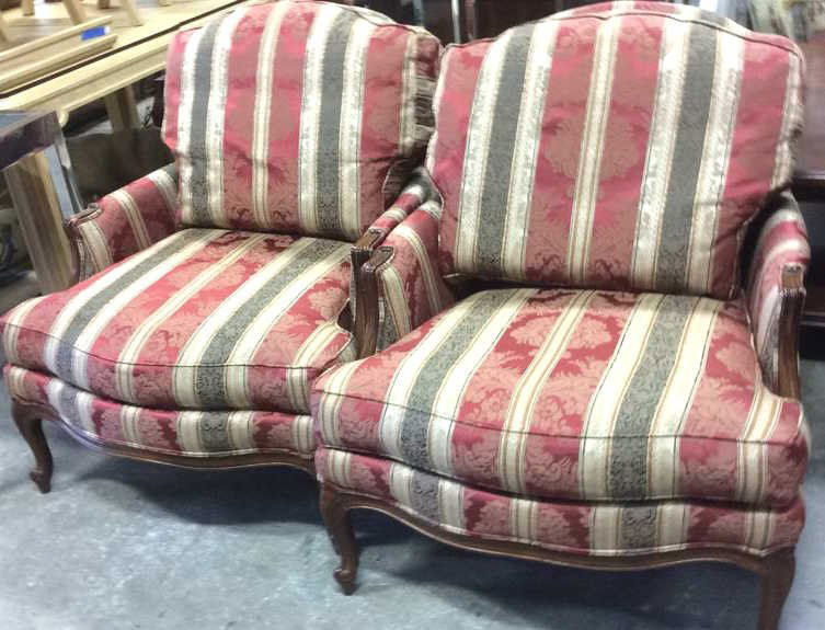Pair Sherrill Carved Upholstered Arm Chairs (1 of 10)