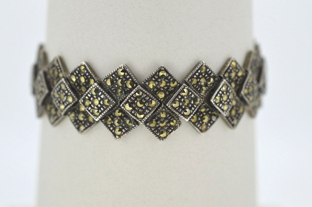 Vintage Layered Marcasite & Sterling Bracelet (1 of 1)