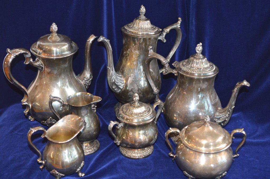 7 Piece Silver Plate Tea Set (1 of 6)
