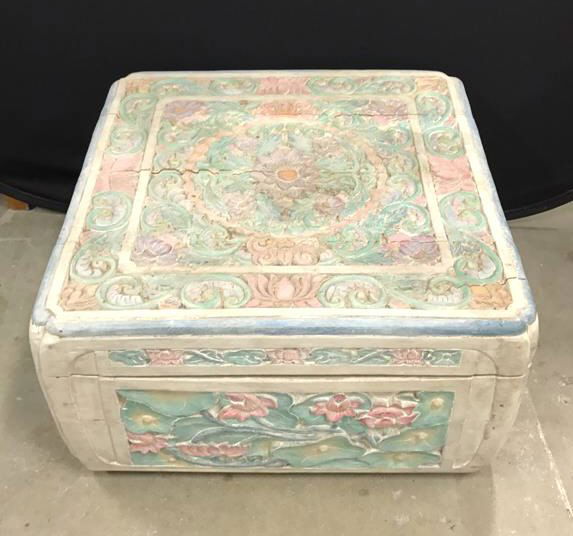 Bohemian Style Hand Carved & Painted Wood Trunk (1 of 9)