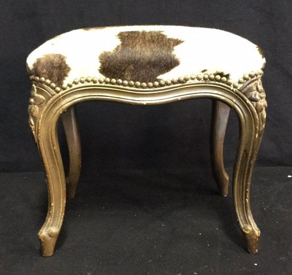 Louis XV Style Cowhide Footstool (1 of 10)